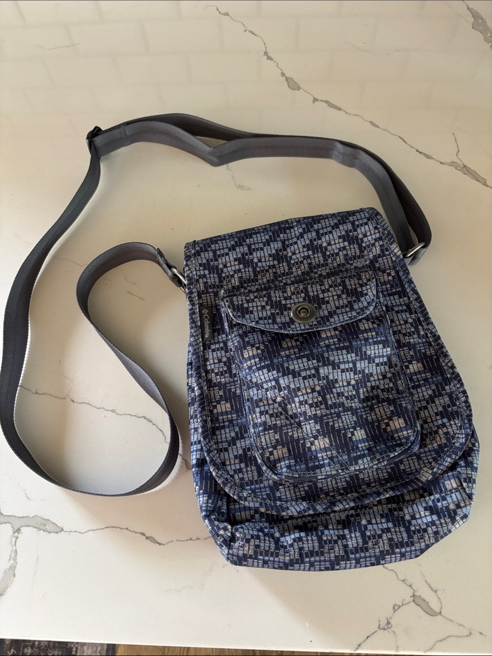 Columbia Blue Print Crossbody Messenger Bag